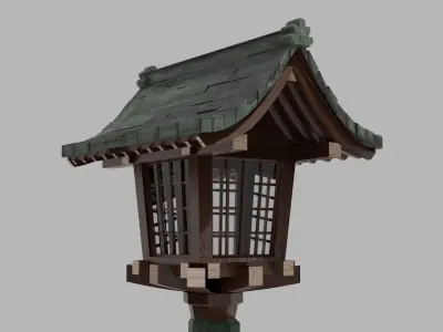 Japanese Wooden Lantern Light  Free low-poly 3D model