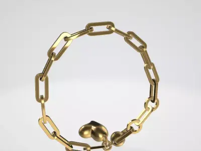 Puffy Heart Bracelet Low-poly 3D model