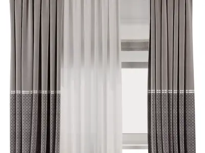 Curtains with Roman blinds 38 HBH  Low-poly 3D model