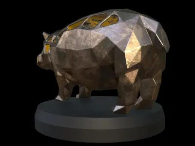 Steampunk Hippo Low-poly 3D model