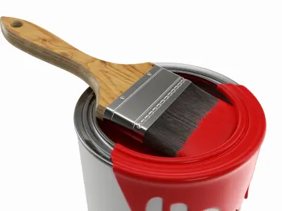 Paint bucket opened with brush 02 3D model