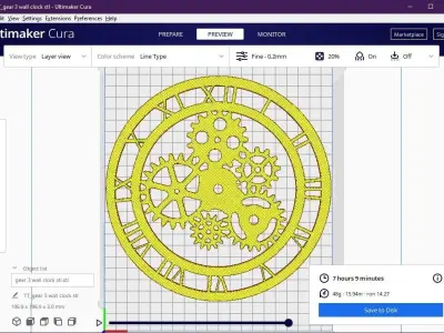 gear 3 wall clock 3D print model