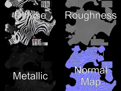 Cartoon Zebra Model Pack with Detailed Textures Low-poly 3D model