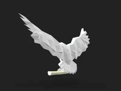 snowy owl low poly 3D print model