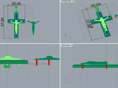 Elegance Pendant Jesus Cross With Enamel Fields 3D print model