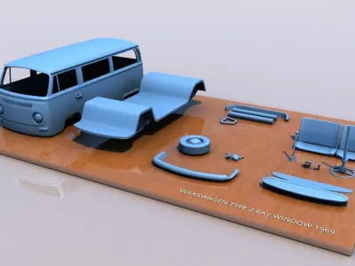 VOLKSWAGEN BAY WINDOW TYPE 2 1969 3D print model