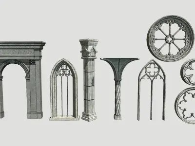 Gothic package Low-poly 3D model