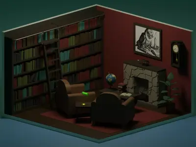 Living room Low-poly 3D model