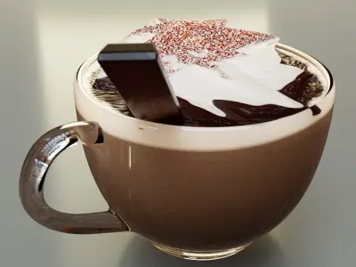 Hot Chocolate Cup With Chantilly 3D model