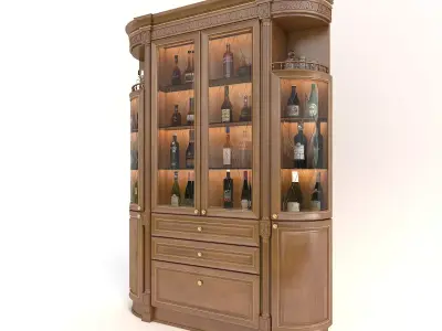 Classic European style Wine Cabinet 4 3D model