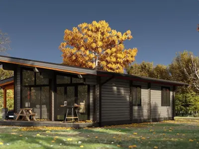 3D model of a wooden house for one bedroom 3D model