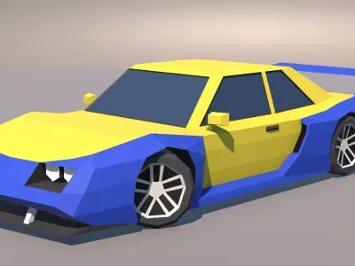 Low Poly Muscle Touring Car MOBILE READY Low-poly 3D model