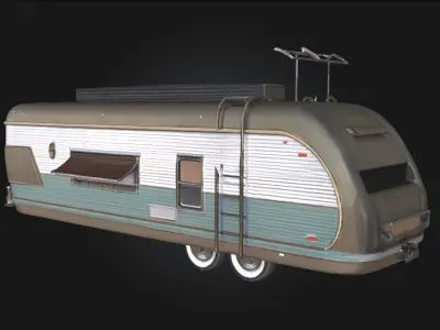Retro Futuristic Caravan  Tomorrows Travel Yesterdays Style 3D model