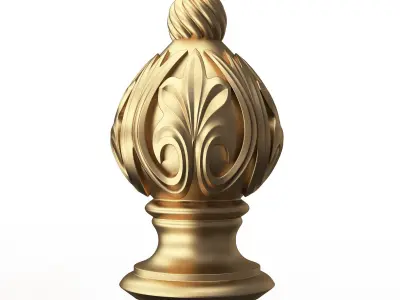 Carved Finial Knob 04 Low-poly 3D model