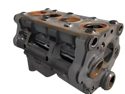 Realistic Industrial Engine Block Low-poly 3D model