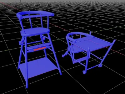Wooden child chair Low-poly 3D model