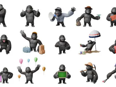 3D cartoon gorilla 3D model