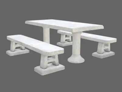 Game-ready Concrete Picnic Table - Unity - HDRP - UE4  Low-poly 3D model