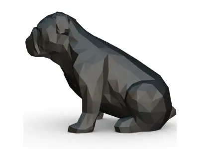 English bulldog low poly 3D print model