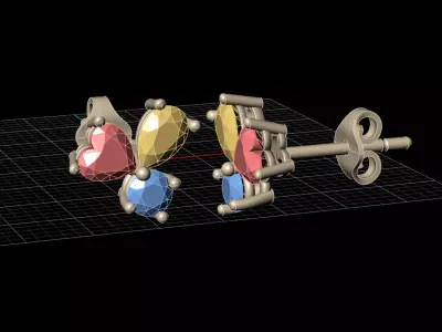 Cluster Diamond Or Gemstones Studs 3D CAD Design 3D print model