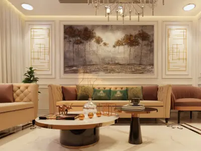 Living Room Interior Scene blender 3d Cycles  3D model