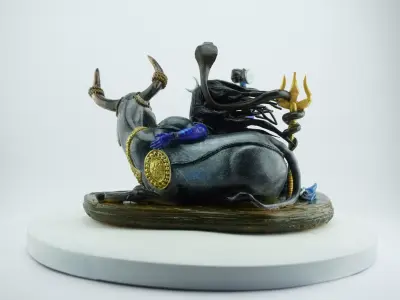 Lord Shiva with Nandi  Detailed 3D Printable Sculpture 3D print model