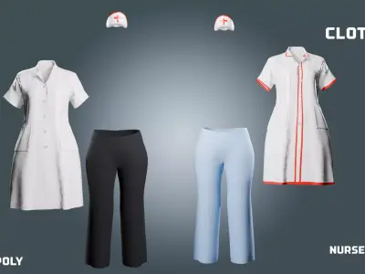 nurse uniform - clothyfic outfit Low-poly 3D model