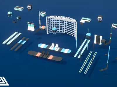 LOWPOLY - Winter Sports Low-poly 3D model