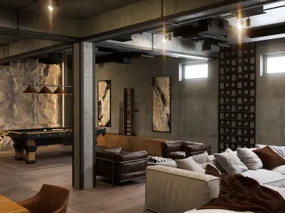 Interior design mans cave 3D model