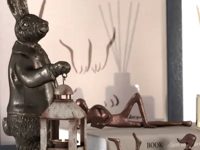 rose flower and rabbit lantern 3D model