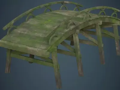 Plank Bridge 1C Low-poly 3D model