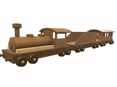 Wooden train toy 6 Free 3D model