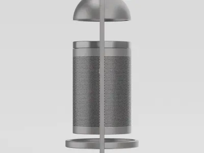 Public Metal Trash Bin 3D Model Free low-poly 3D model