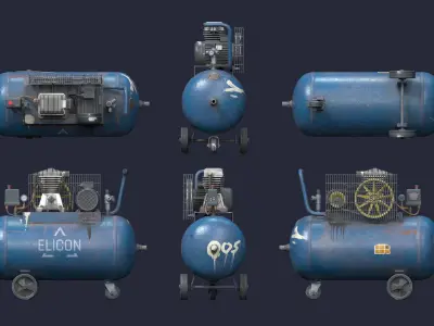 Compressor two air compressors Low-poly 3D model