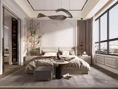 Home French decoration bedroom villa 3D model