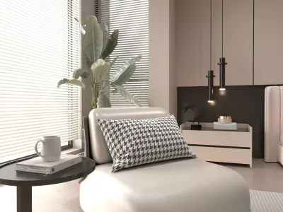 Bedroom interior 20 Low-poly 3D model