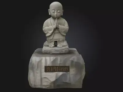 Little Monk Statue  Peaceful Figurine Model for Zen and Garden 3D model
