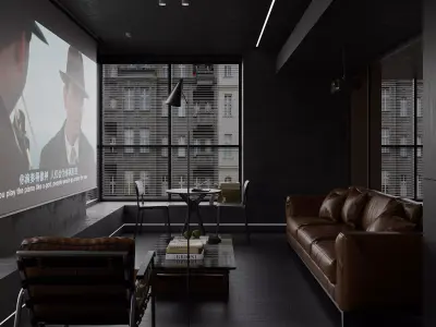 Modern living room dining room interior scenes 595 3D model