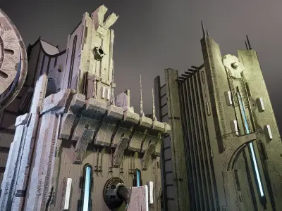 Allien architecture Low-poly 3D model