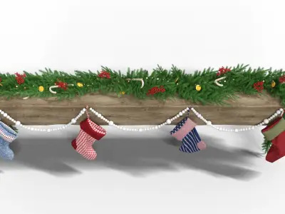 Decorative Shelf For Christmas Low-poly 3D model