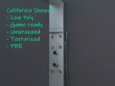 California shower system and faucet Low-poly 3D model