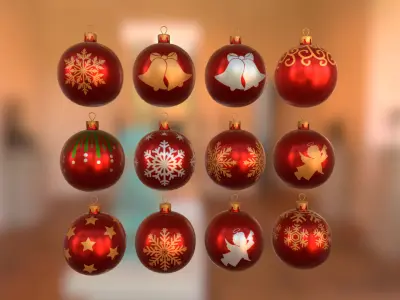 Red Christmas Balls 3D model