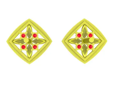 Luxury Ruby Cluster Stud Earrings 3D Model 5990 3D print model