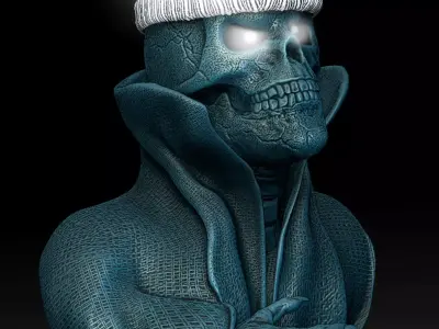 Wall Lamp Skull with cloak and collar open eyes 3D print model