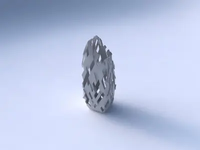 Vase bent rectangle with cuts and bulges 3D print model