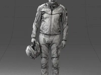 Male motorcyclist with a helmet 0091 3D Print Ready 3D print model
