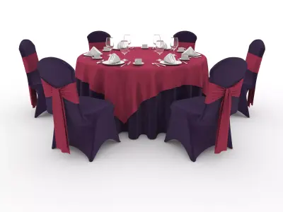 Banquet Table and Chair 64 3D model