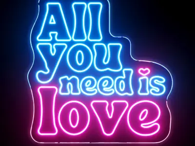 All You Need Is Love Neon Sign 3D model