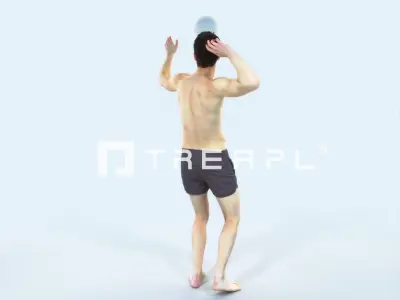 Virtue 04J Beach Serving Sports Man Low-poly 3D model