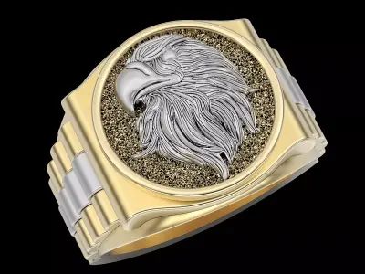 Eagle Man Ring silver gold printable jewelry 3D print model